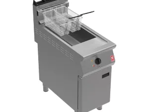 Falcon F900 Twin Basket Fryer on Feet with Fryer Angel Natural Gas - islandcatering