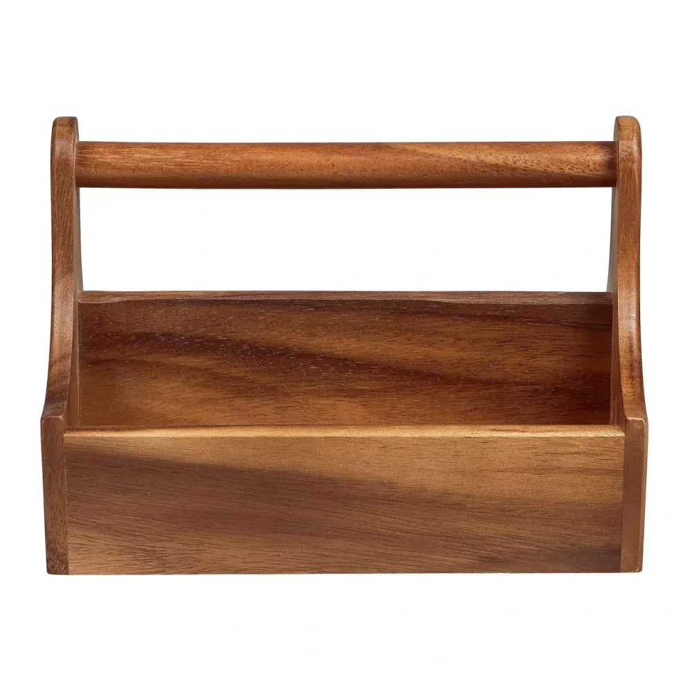 Tala Counter Display Tidy With 2 Compartments And Bar Carry Handle In Lacquered Acacia - islandcatering