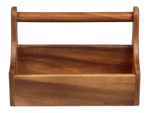 Tala Counter Display Tidy With 2 Compartments And Bar Carry Handle In Lacquered Acacia - islandcatering