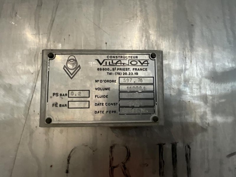 1976 Villanova Villanova 15000 Litre Stainless Steel Horizontal Syrup Storage Tank - S