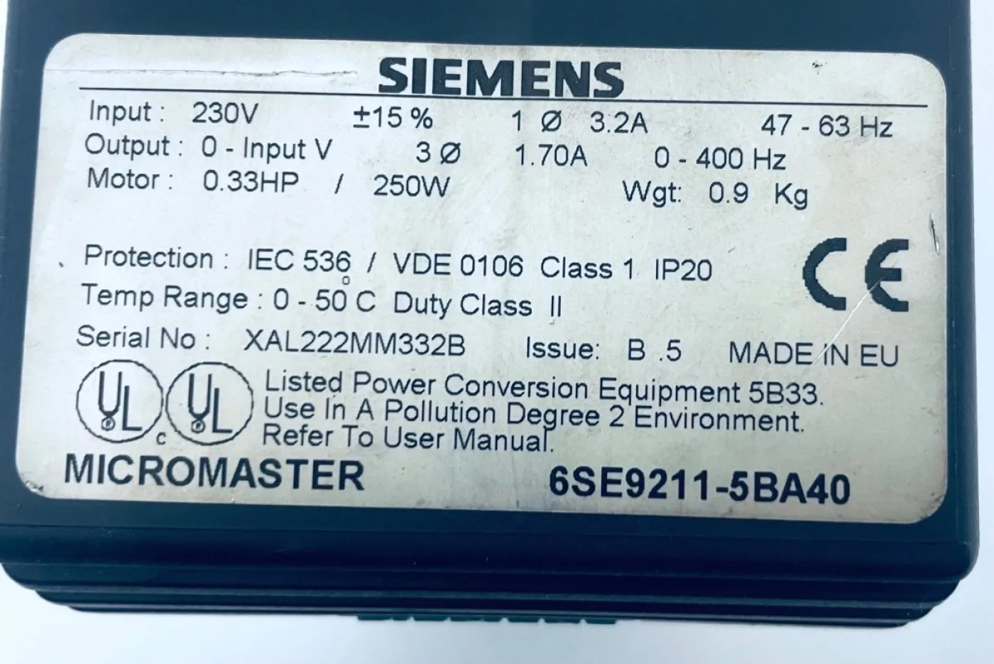 Siemens Micromaster 6SE9211-5BA40 - 4