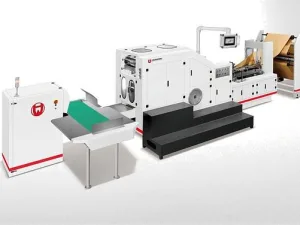 MÁQUINA DE HACER BOLSAS DE PAPEL DE FONDO CUADRADO CON ALIMENTACIÓN DE ROLLO AJUSTABLE JDSXKFD-220