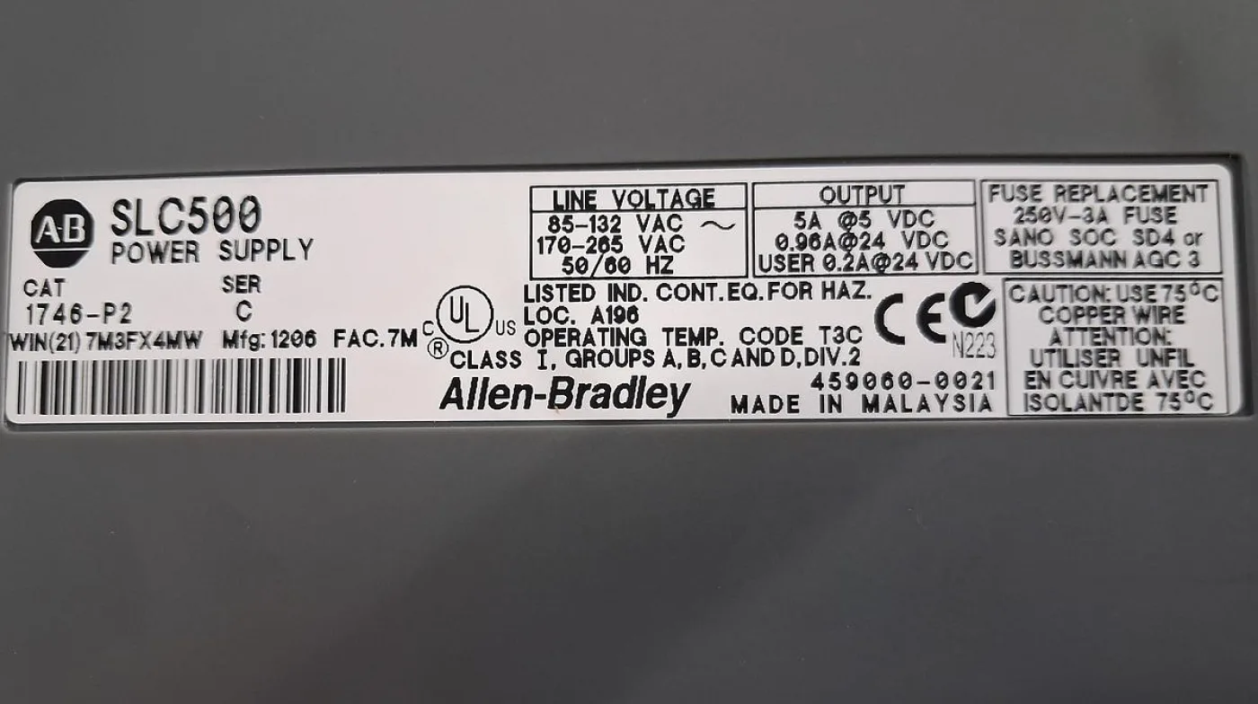 Allen-Bradley SLC 500 Power Supply 1746-P2 - 8
