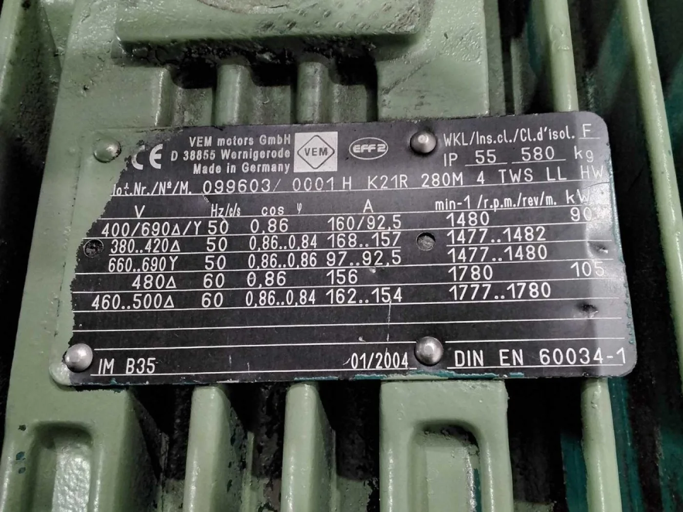 VEM Elektromotor / Drehstrommotor K21R 280M 4 TWS LL HW - 7