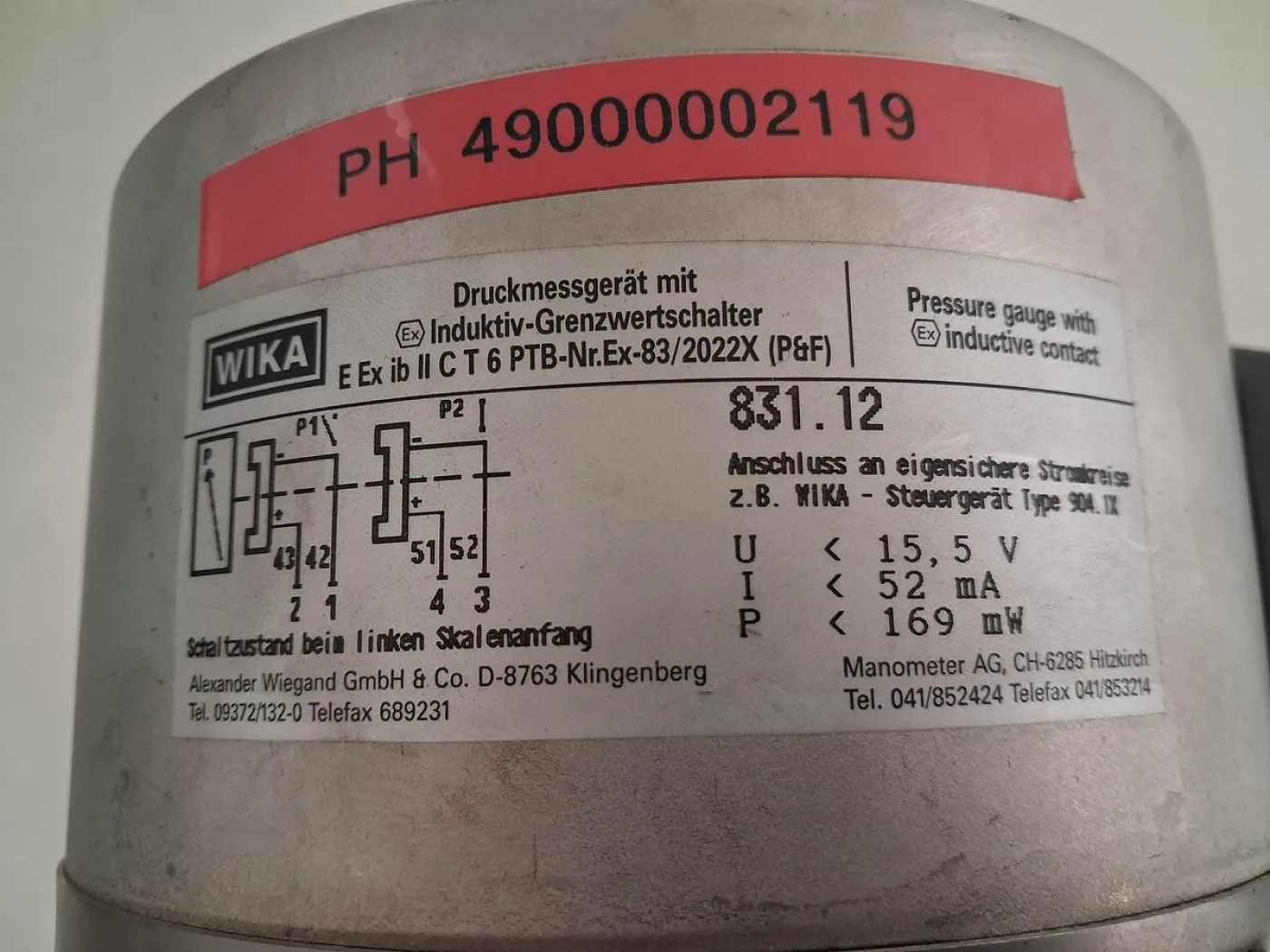 WIKA NG 160 Kontaktmanometer 0–4 bar DN 50 - 6