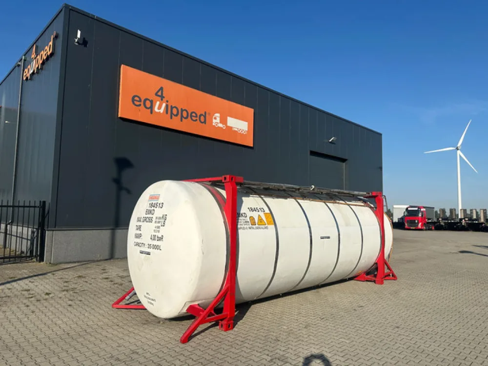 34.980L / 1-comp. / 4 BAFFLES / 20FT swapbody / T11 / EMKD / ADR 2.55Y + CSC-inspection: 01/2028 INSIDE DAMAGE FOR STORAGE ONLY!!!