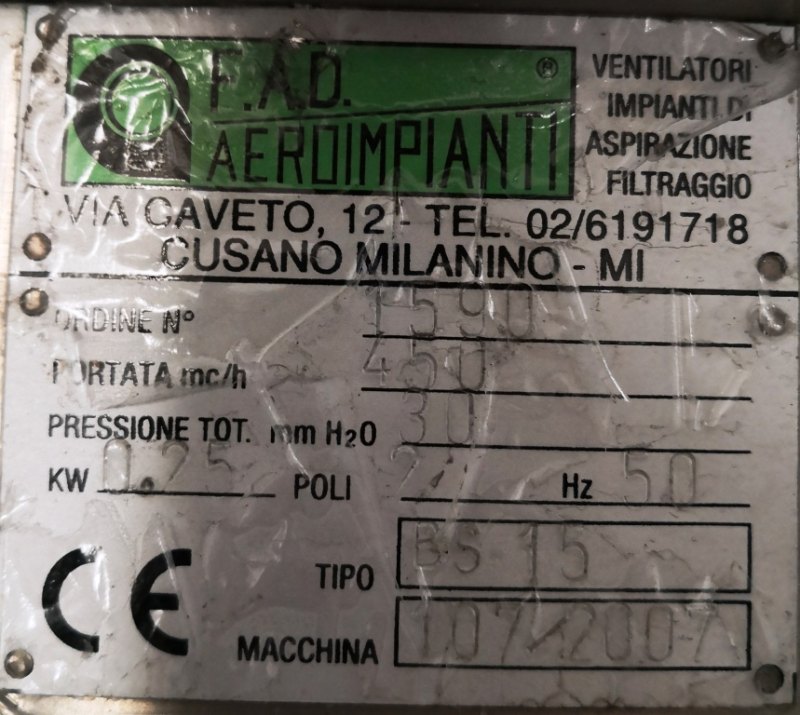 VENTILATORE CENTRIFUGO – F.A.D. – MOD. 450 m3/h