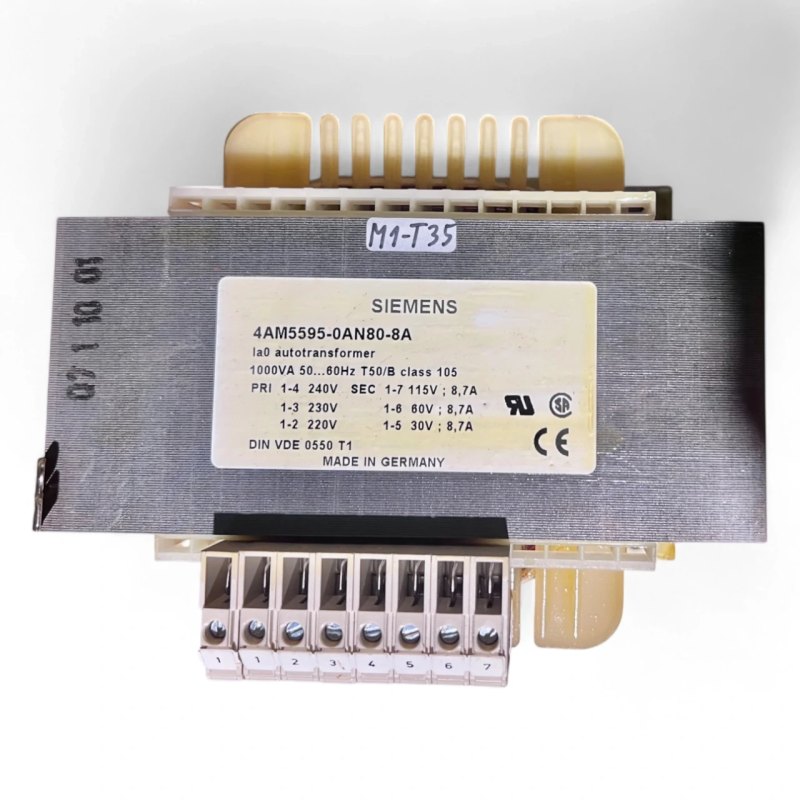 Siemens Autotransformator 1000 VA 240→115/60/30 V – 4AM5595-0AN80-8A | Step-Down | Control (aut.)