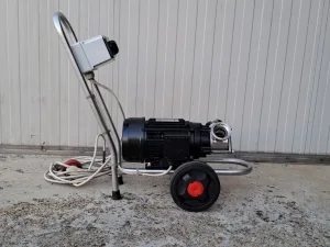 MENCARELLI PUMP MODEL G90 WITH FOOD NEOPRENE IMPELLER AND REVERSING SWITCH POSITIONED ON THE TROLLEY, SECOND-HAND MACHINE