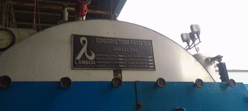 LAMBDA 3750 STEAM BOILER WITH 2000 LITER TANK WITH RESISTANCES AND LEVEL BUOYS AND USED CHIMNEY