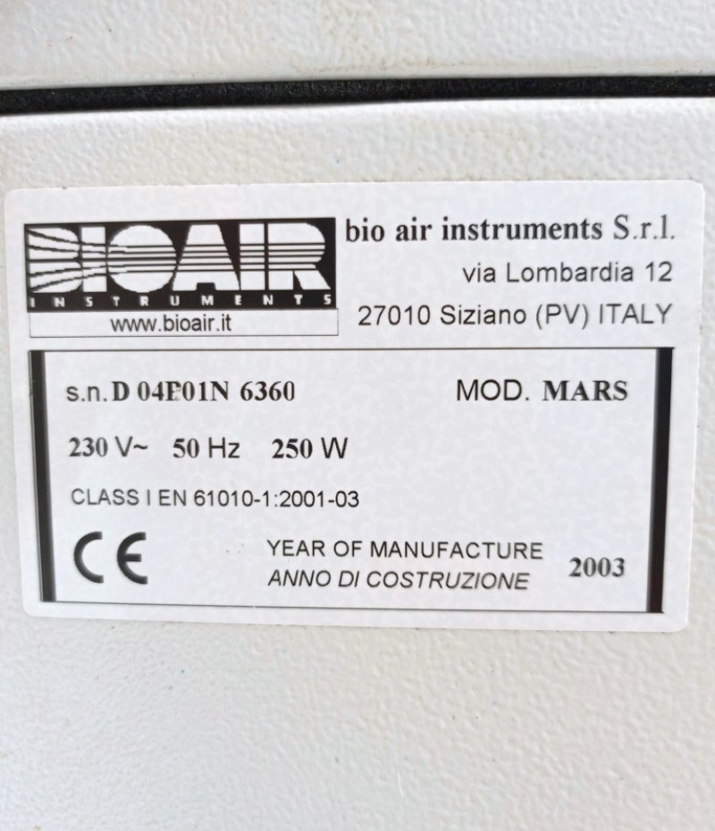 CAPPA STERILE – BIO AIR INSTRUMENTS – MOD. MARS