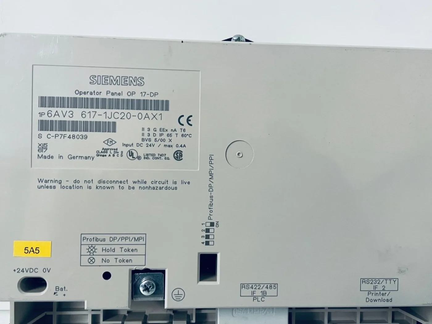 Siemens SIMATIC OP 17-DP 6AV3617-1JC20-0AX1 C-P7F48039 - 3