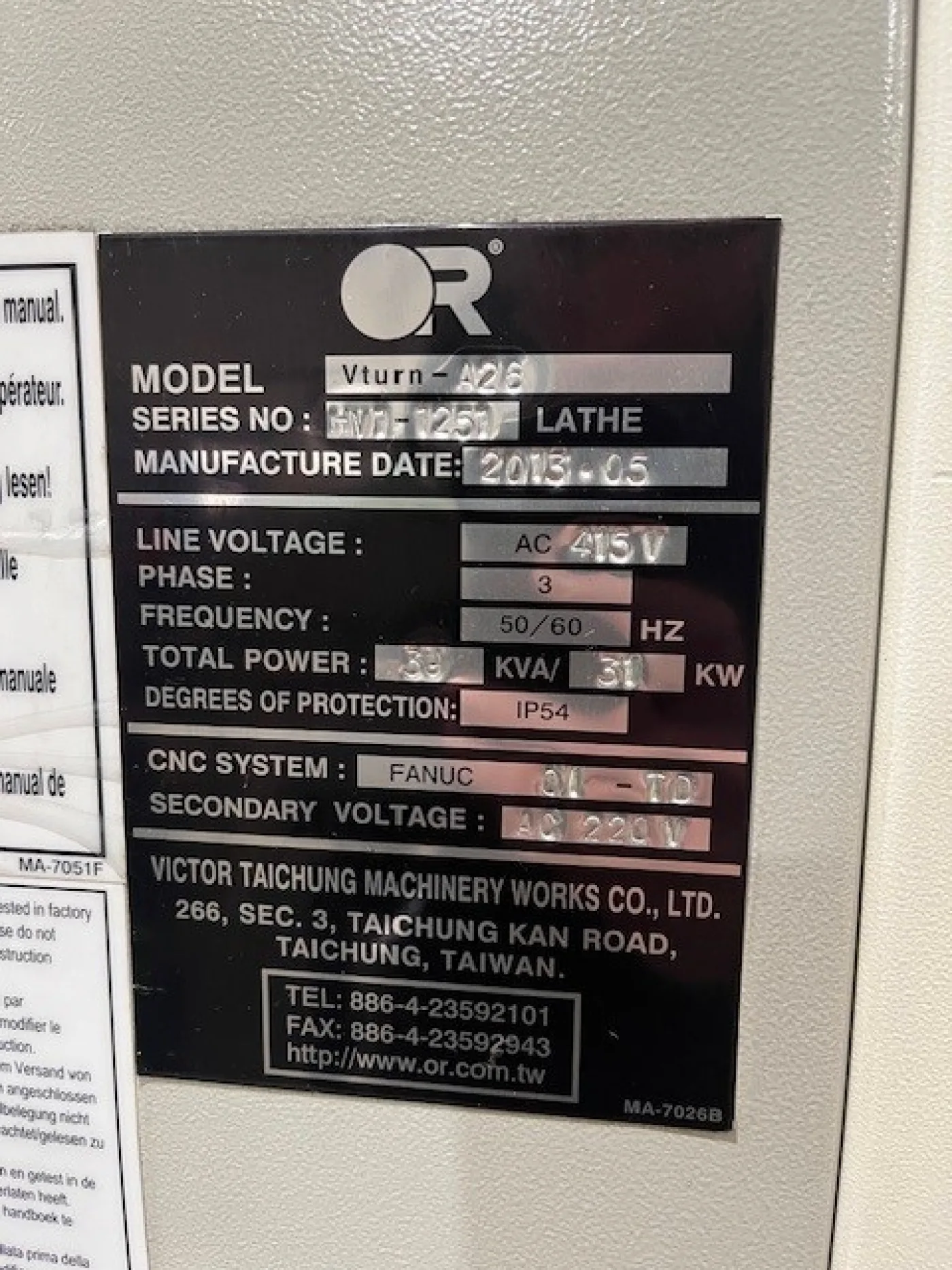 CNC Turning Machine – VICTOR Vturn 26A - 7