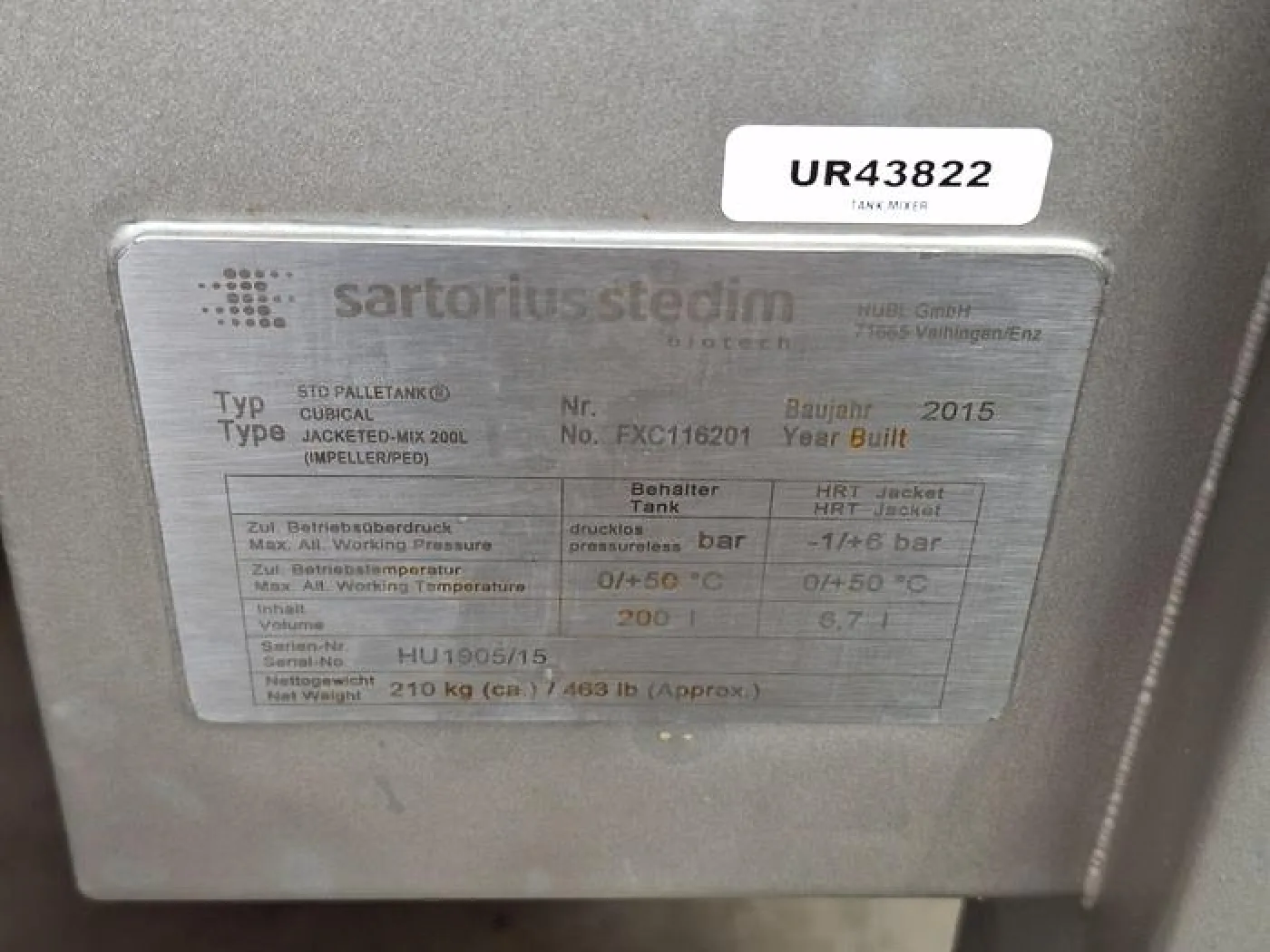 Sartorius Stedim Palletank Cubical Jacketed-Mix 200L Storage Tank - 2