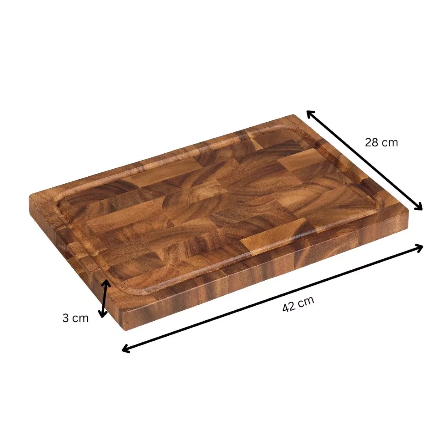 Tala Dual Purpose Rectangular End Grain Board w Groove in Lacquered Acacia - islandcatering - 3