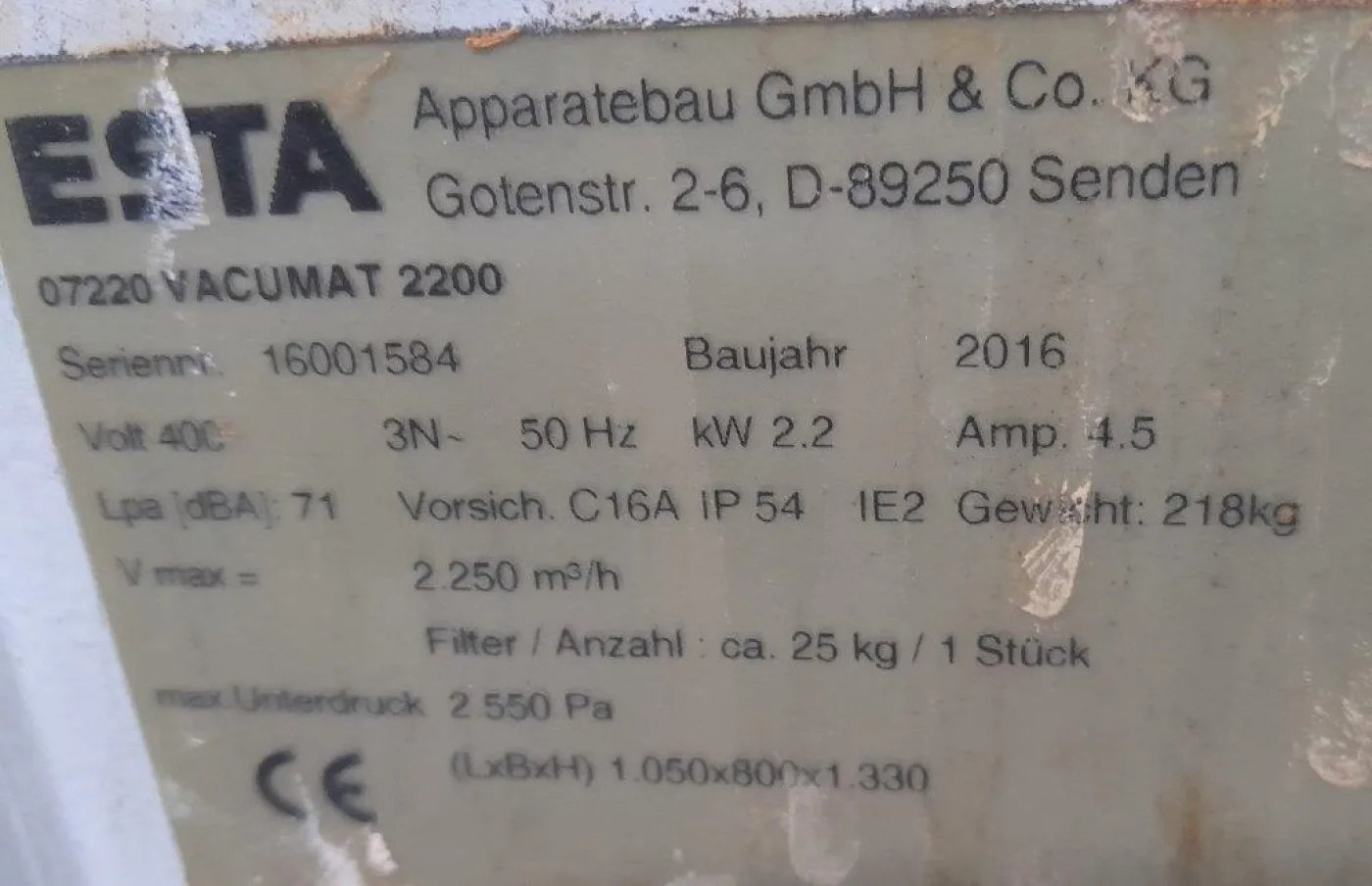 Vacumat 2200 ESTA 2016 - 2