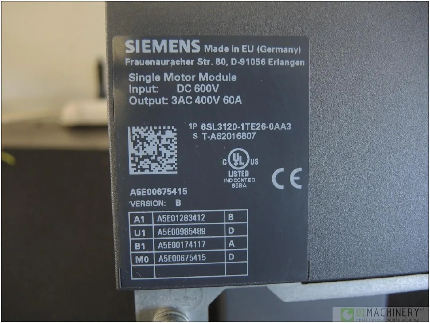 SIEMENS 6SL3120-1TE26-0AA3 AI3004 - 4