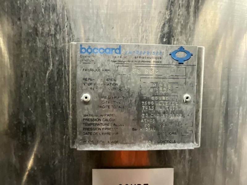 1996 Boccard Boccard 7500 Litre Stainless Steel Vertical Caustic Water Storage Tank - S