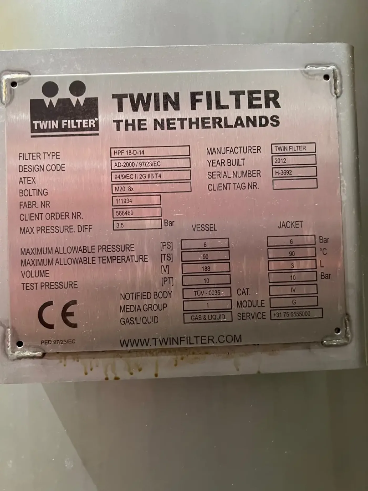 USED TWIN FILTER HPF 18-D-14 2 m2 - 5