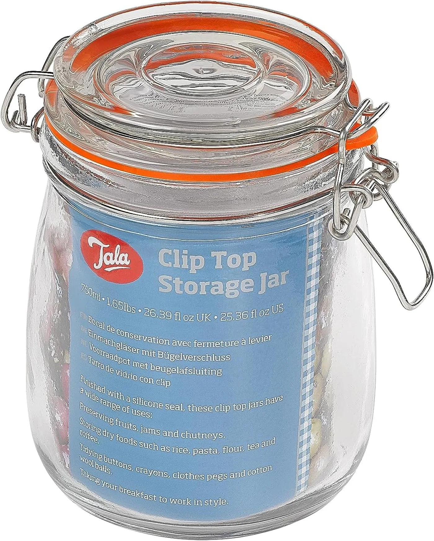 Tala Lever Arm Jar – 750 ml (1.65 lb) Capacity, Pack of 6 - islandcatering - 1