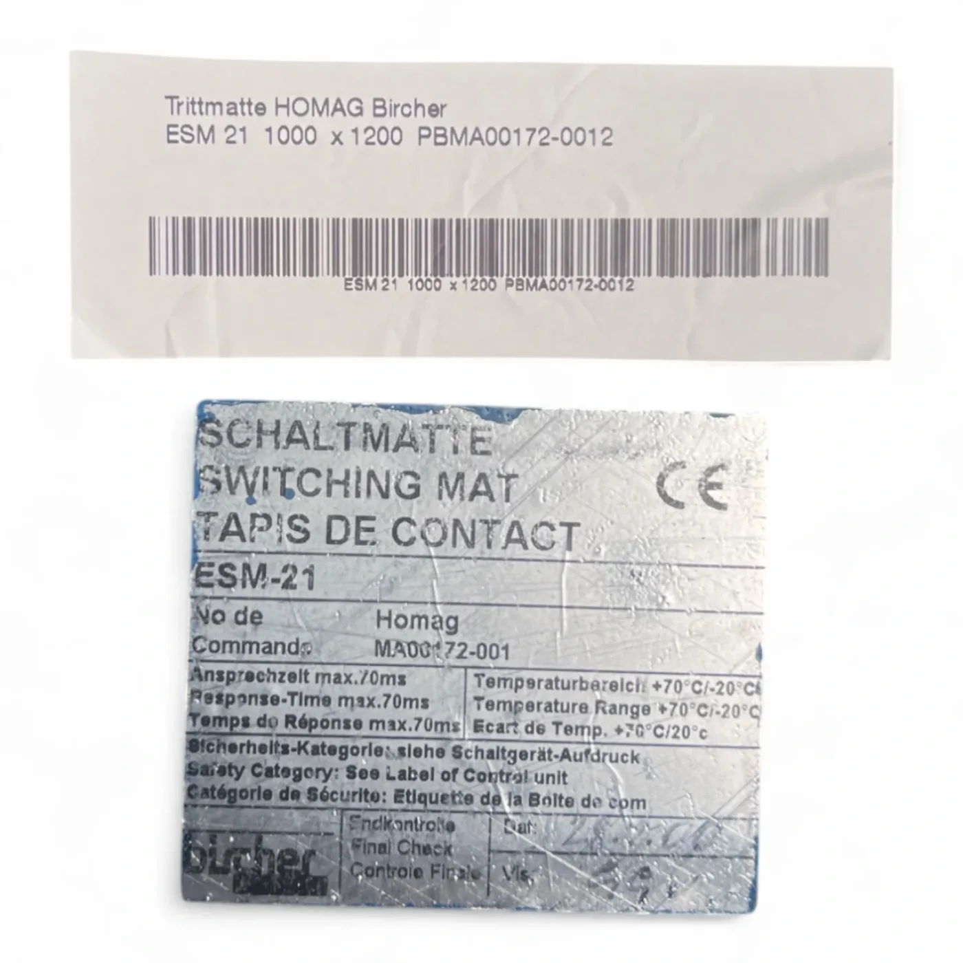 Homag Weeke Bircher Trittmatte Sicherheits-Schaltmatte ESM-21, 1200x1000mm blau 121019-001, PA00524-001 Homag Nr. 4-008-32-0432 - 2