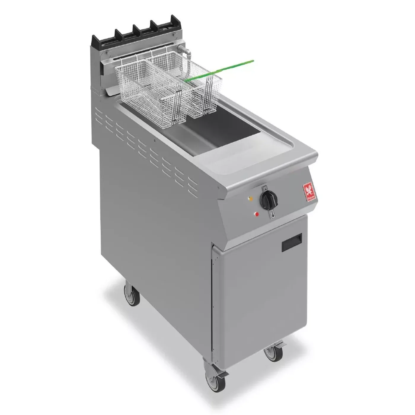 Falcon F900 F900 Single Tank Twin Basket Free Standing Natural Gas Filtration Fryer on Castors G9341F - islandcatering - 1