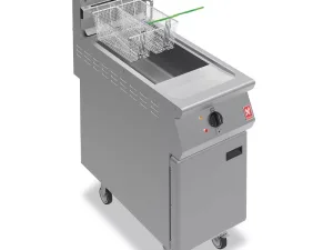 Falcon F900 F900 Single Tank Twin Basket Free Standing Natural Gas Filtration Fryer on Castors G9341F - islandcatering