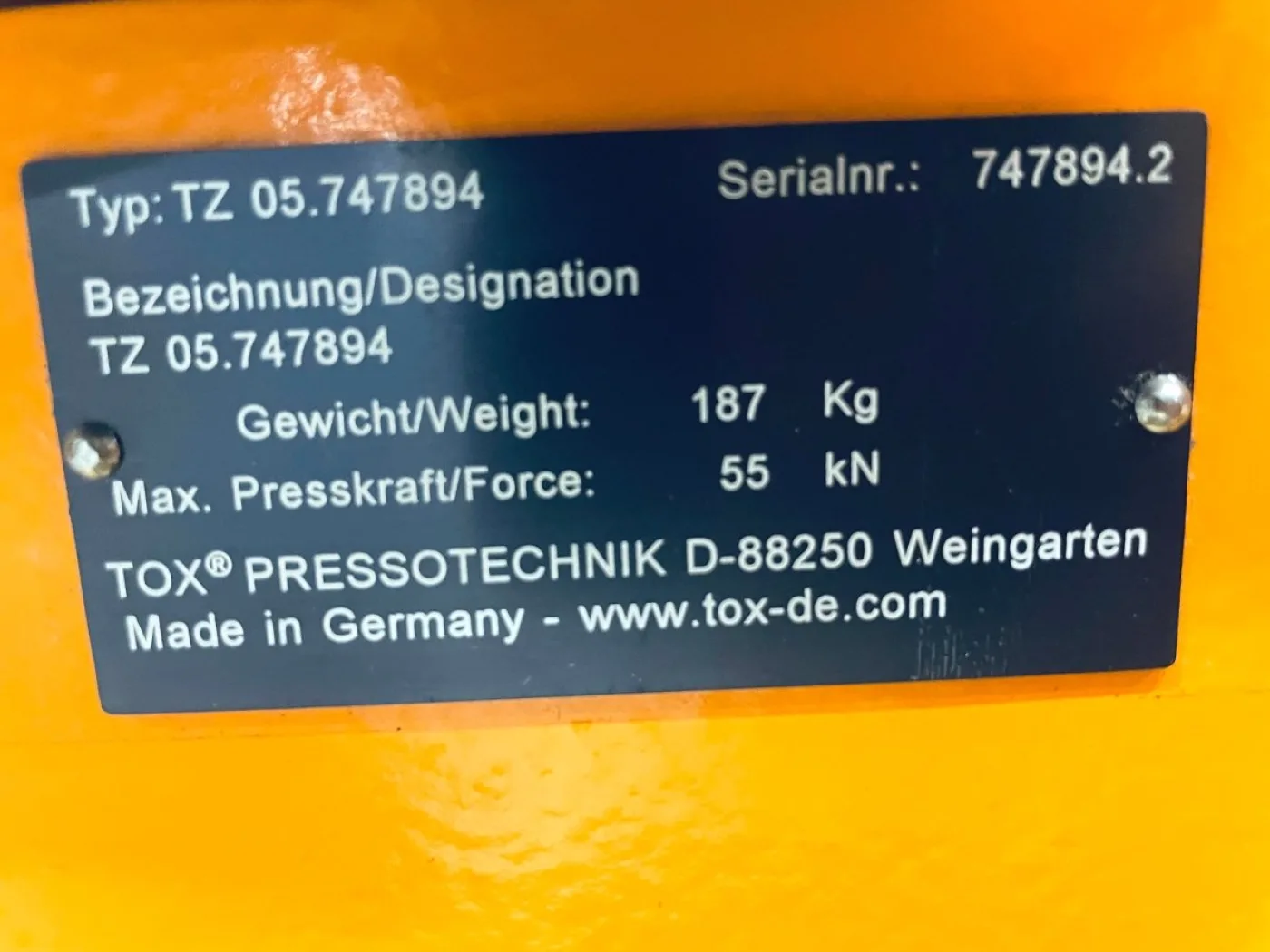 Tox Pressotechnik Hydropneumatische Clinchzange TZ 05.747894 - 8