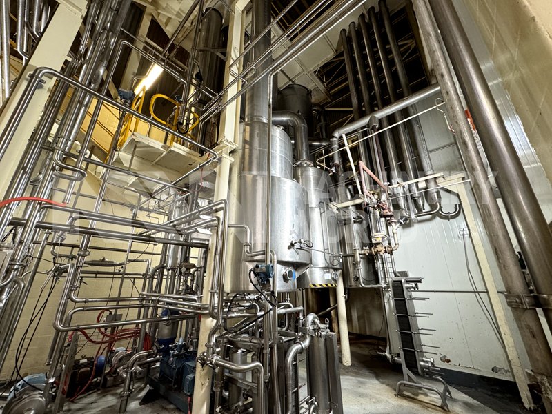 18,200kg per hour (18,744 LPH) Wiegand 3-Effect TVR Evaporator Concentrator Plant with Finisher