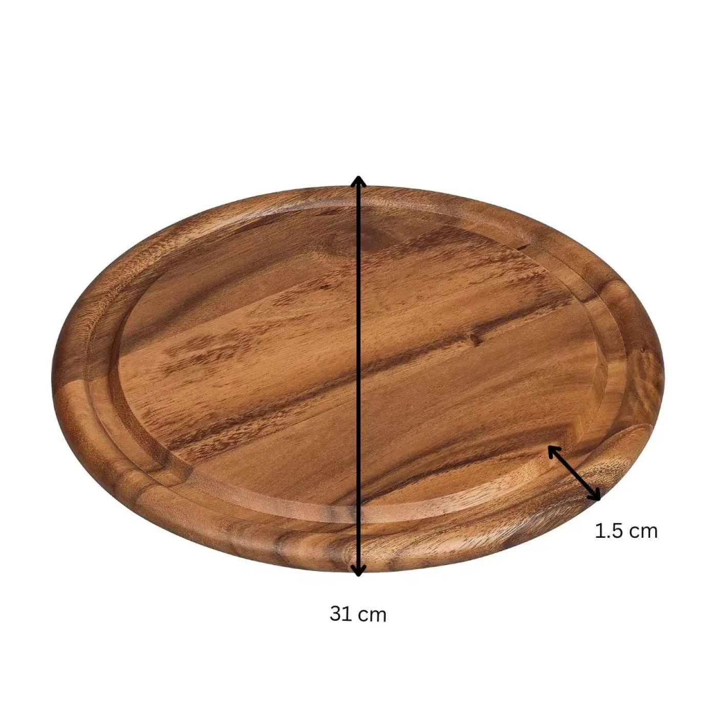 Tala Round Board w Groove in Lacquered Acacia (Pack of 6) - islandcatering - 3