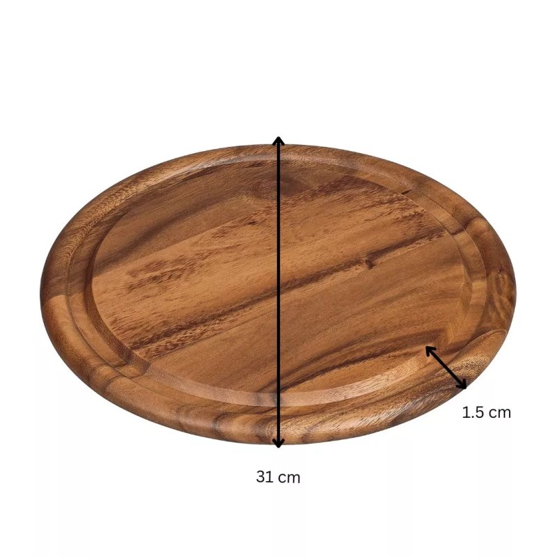 Tala Round Board w Groove in Lacquered Acacia (Pack of 6) - islandcatering