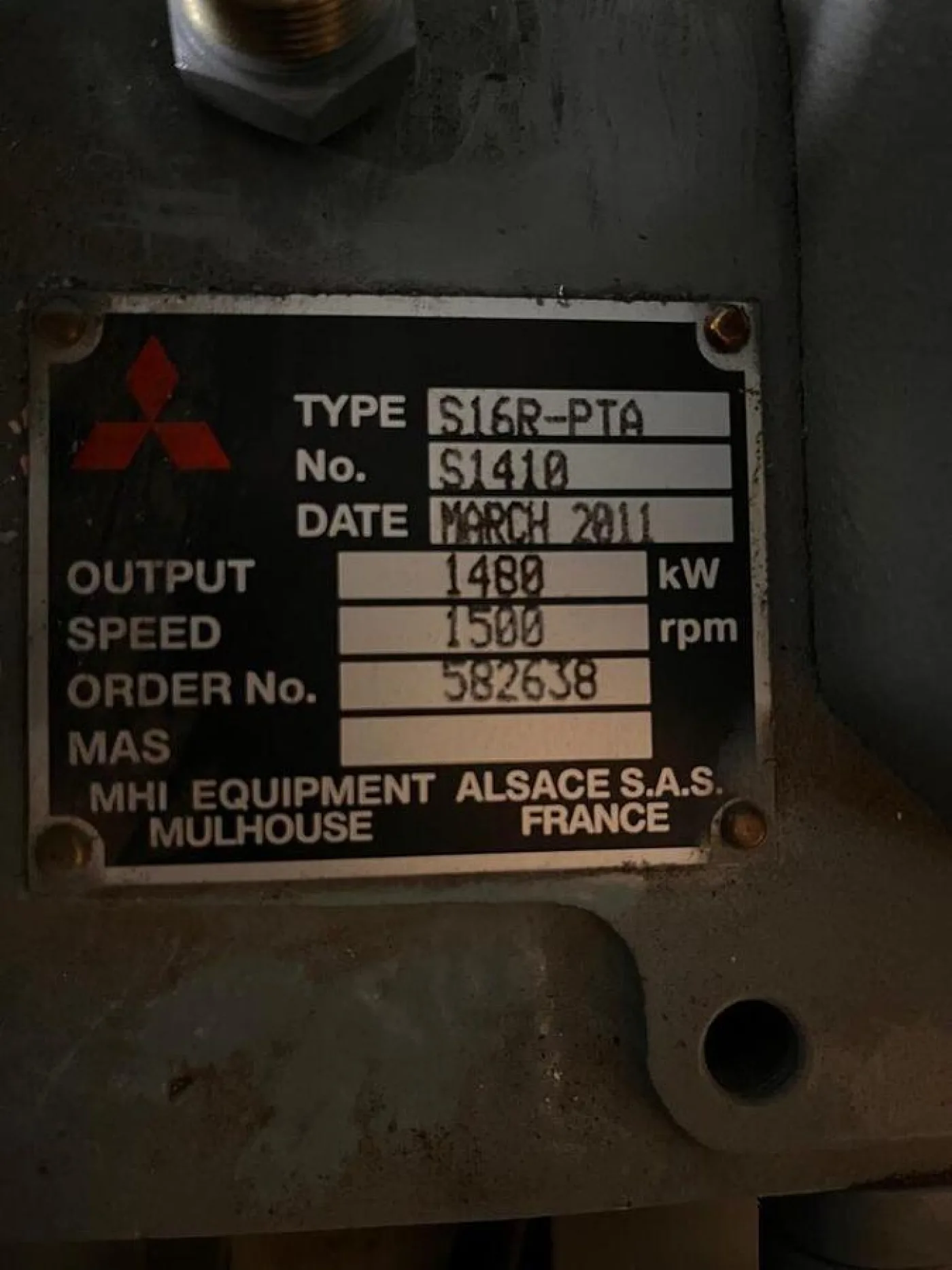 2011 MITSUBISHI S16R-PTA / SINCRO DIESEL GEN. SET 1600 KVA - 4