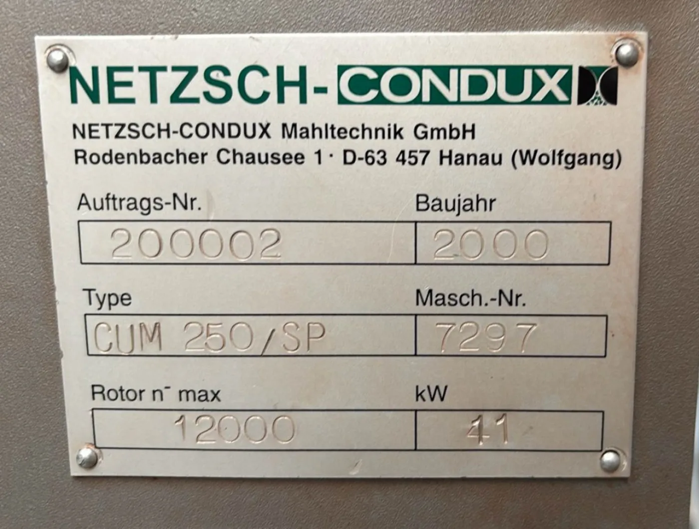 Netzsch CUM-250/SP - Pin Mill - 5
