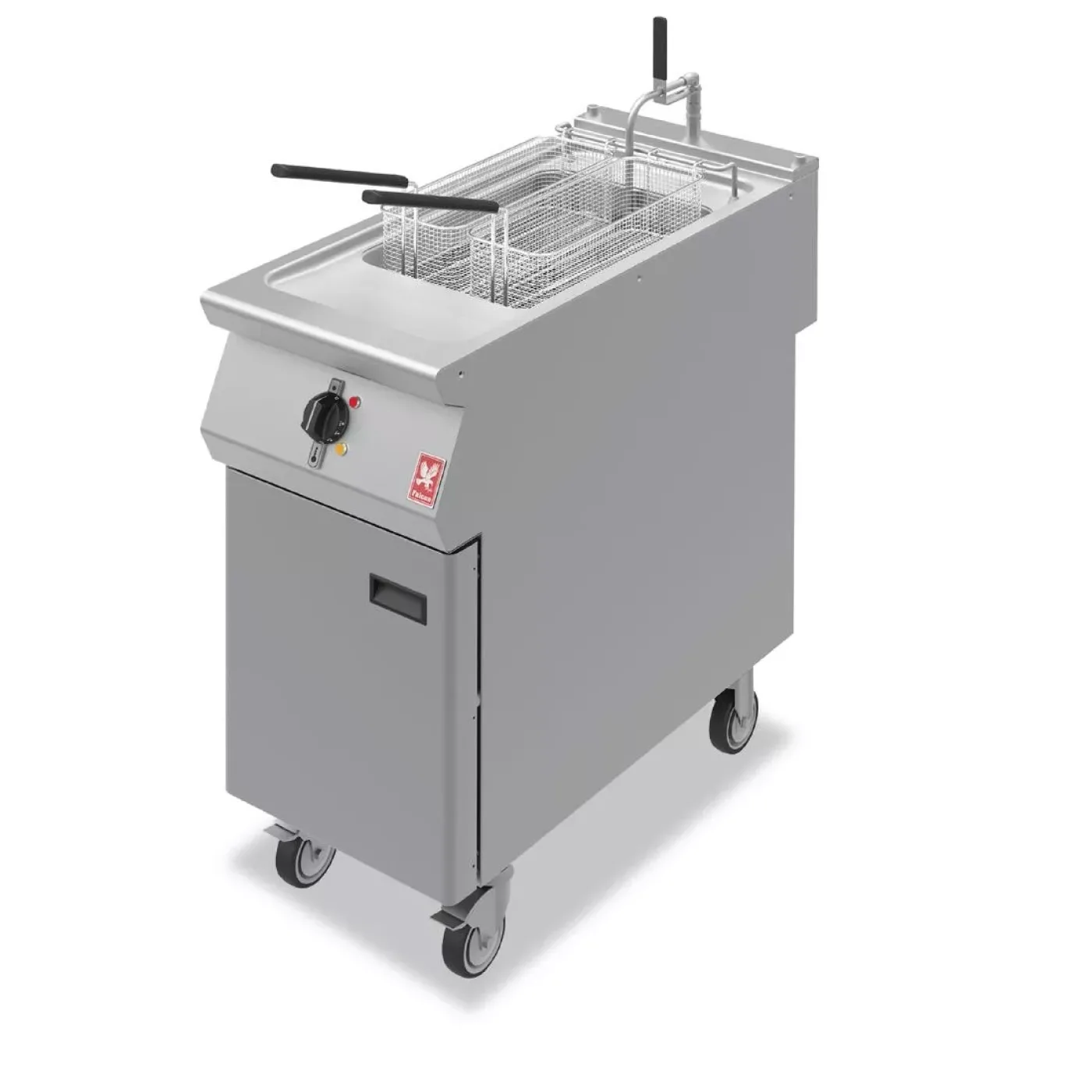Falcon F900 Single Tank Twin Basket Free Standing Filtration Fryer on Castors E9341F - islandcatering - 1