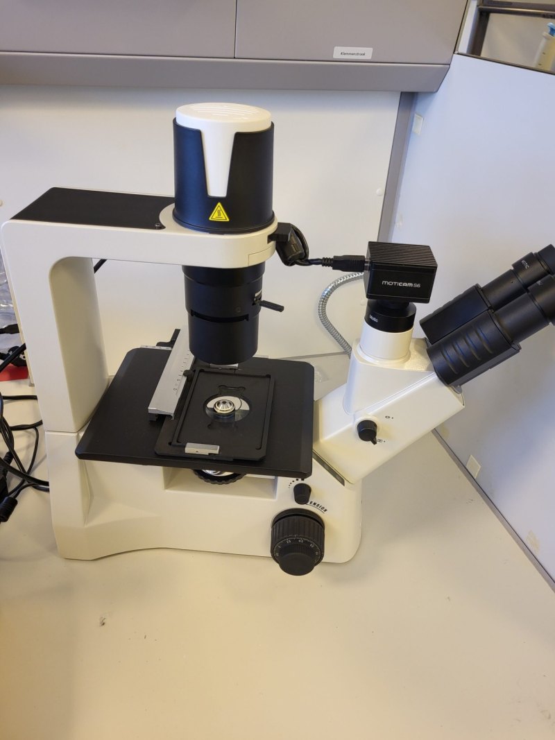 2445 - Used Motic AE2000 TRI Microscope with Moticam S6 Camera