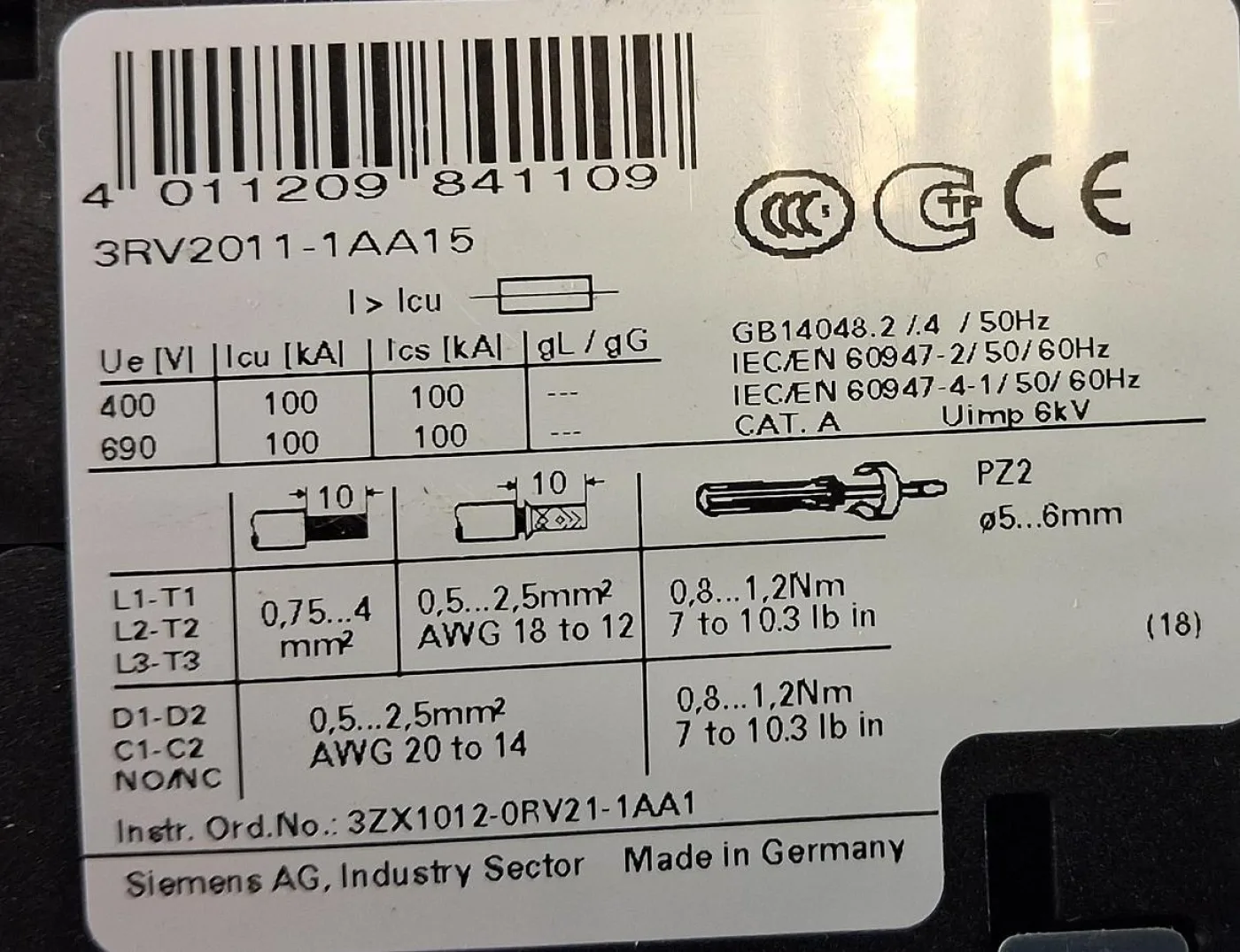 Siemens SIRIUS Motorschutzschalter 3RV2011-1AA15 - 6
