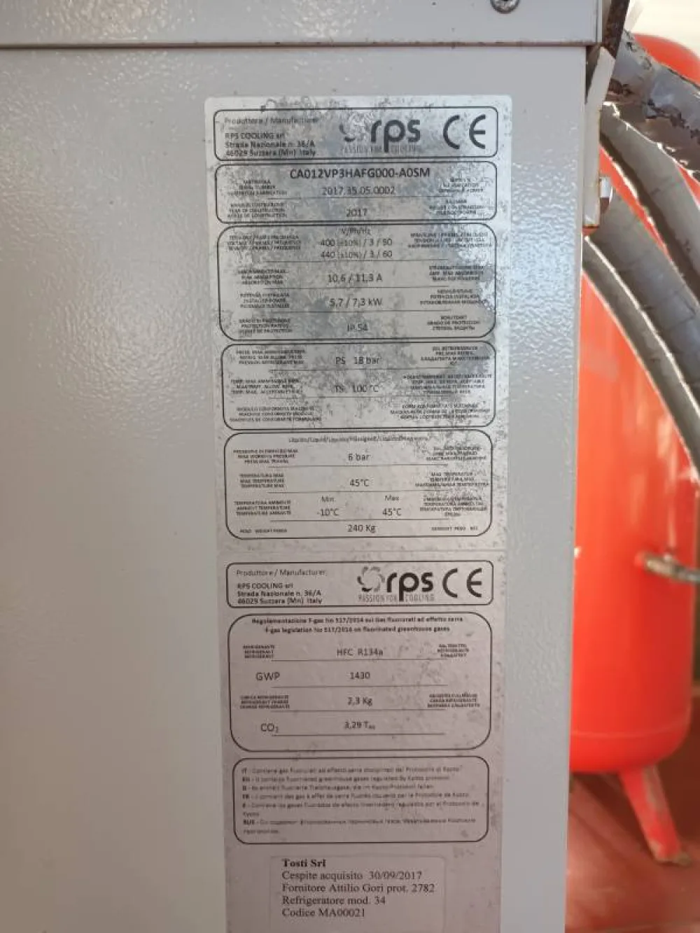 GRUPPO REFRIGERANTE RPS PER BRICCHETTATRICE