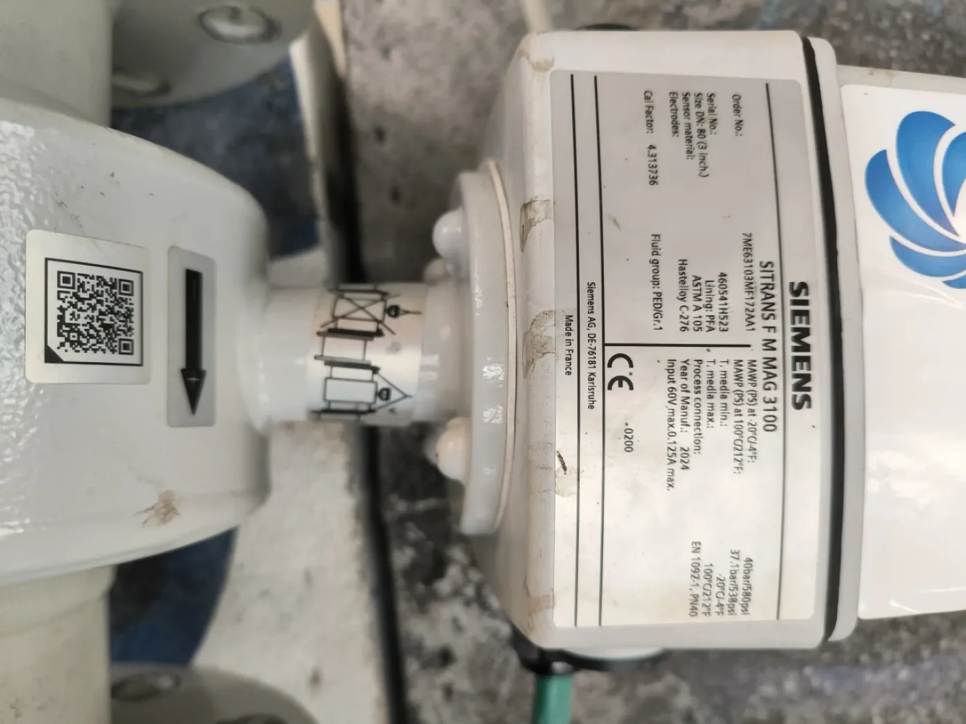 FLOW METER SIEMENS SITRANS FM MAG 3100 WITH TRANSMITTER SITRANS FM MAG 5000 - 5