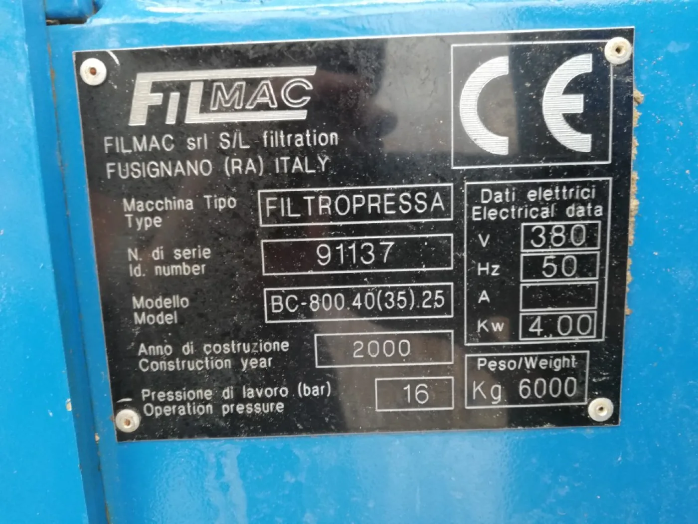 Filmac Filtropressa BC-800.40(35).25 - Filterpress - 7