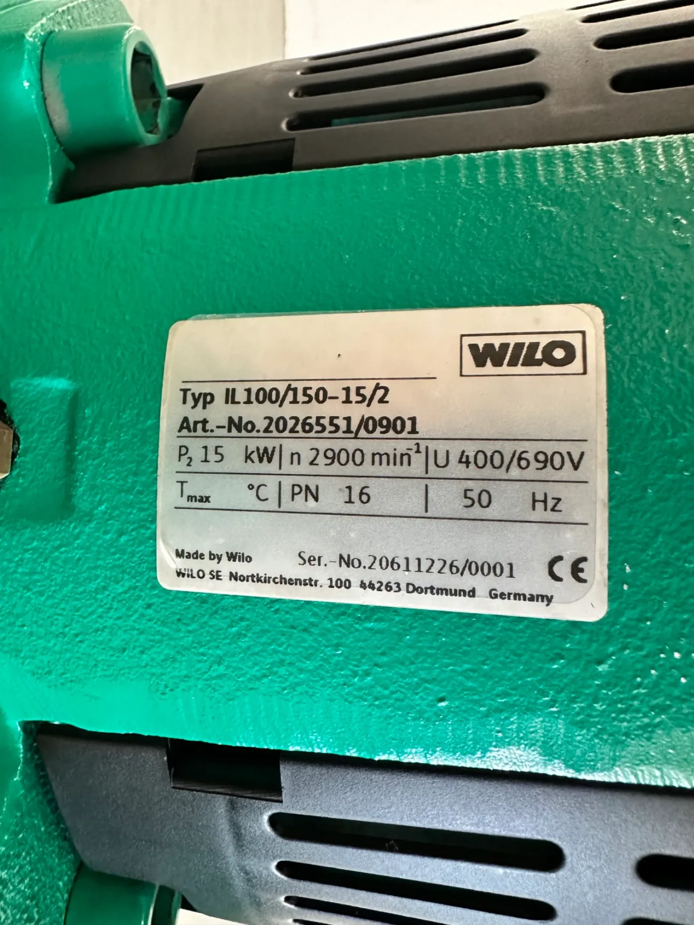 Wilo Einstufige Trockenläufer-Kreiselpumpe IL100/150-15/2 - 8
