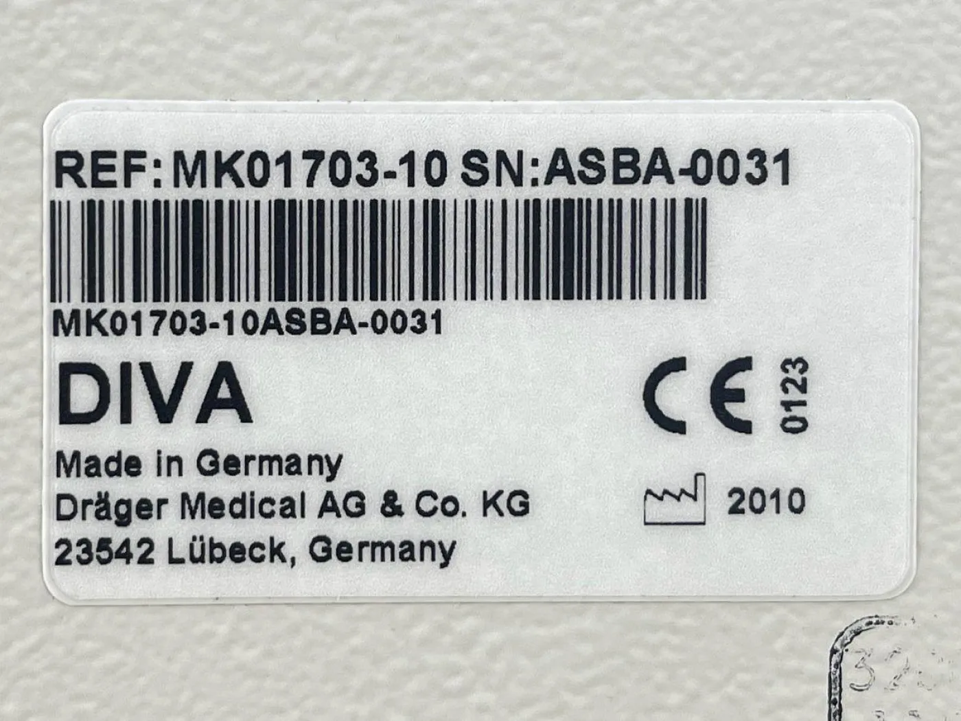 Dräger DIVA Sevoflurane YOM: 2010 - 6