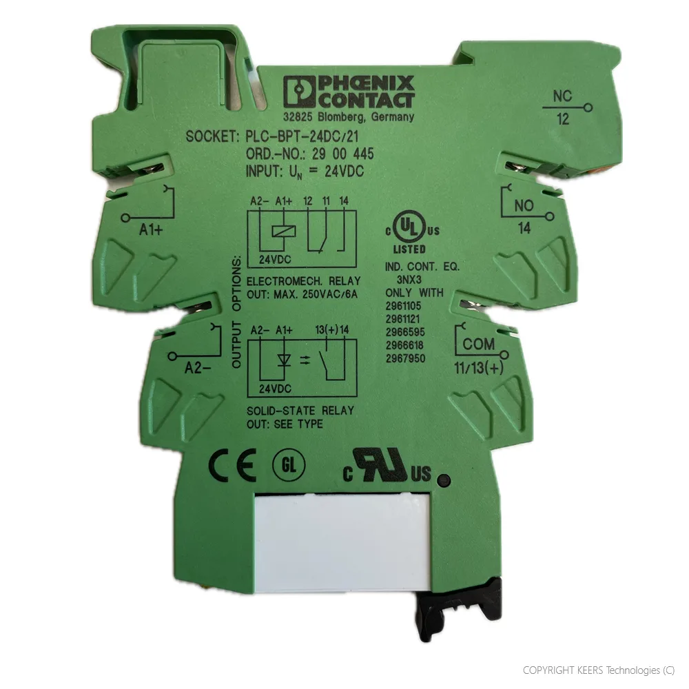 KT-2900445 Phoenix Contact Relay Socket, DIN Rail, Push In, 24 VDC, PLC-BPT