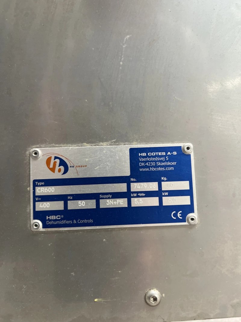 DEHUMIDIFIER HB GROUP CR600 600 m3/h