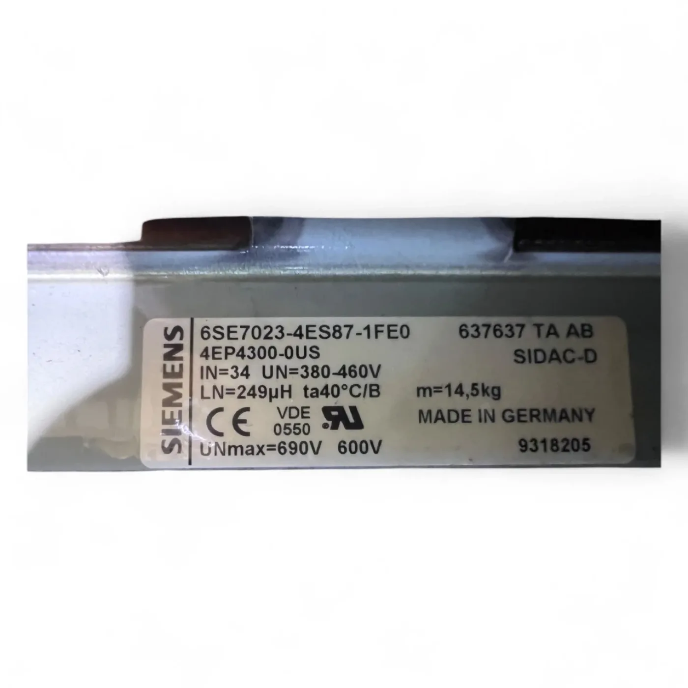 Siemens Netzdrossel 34 A 380–460 V 249 µH – Line Reactor | Drosselspule | 6SE7023-4ES87-1FE0 - 6