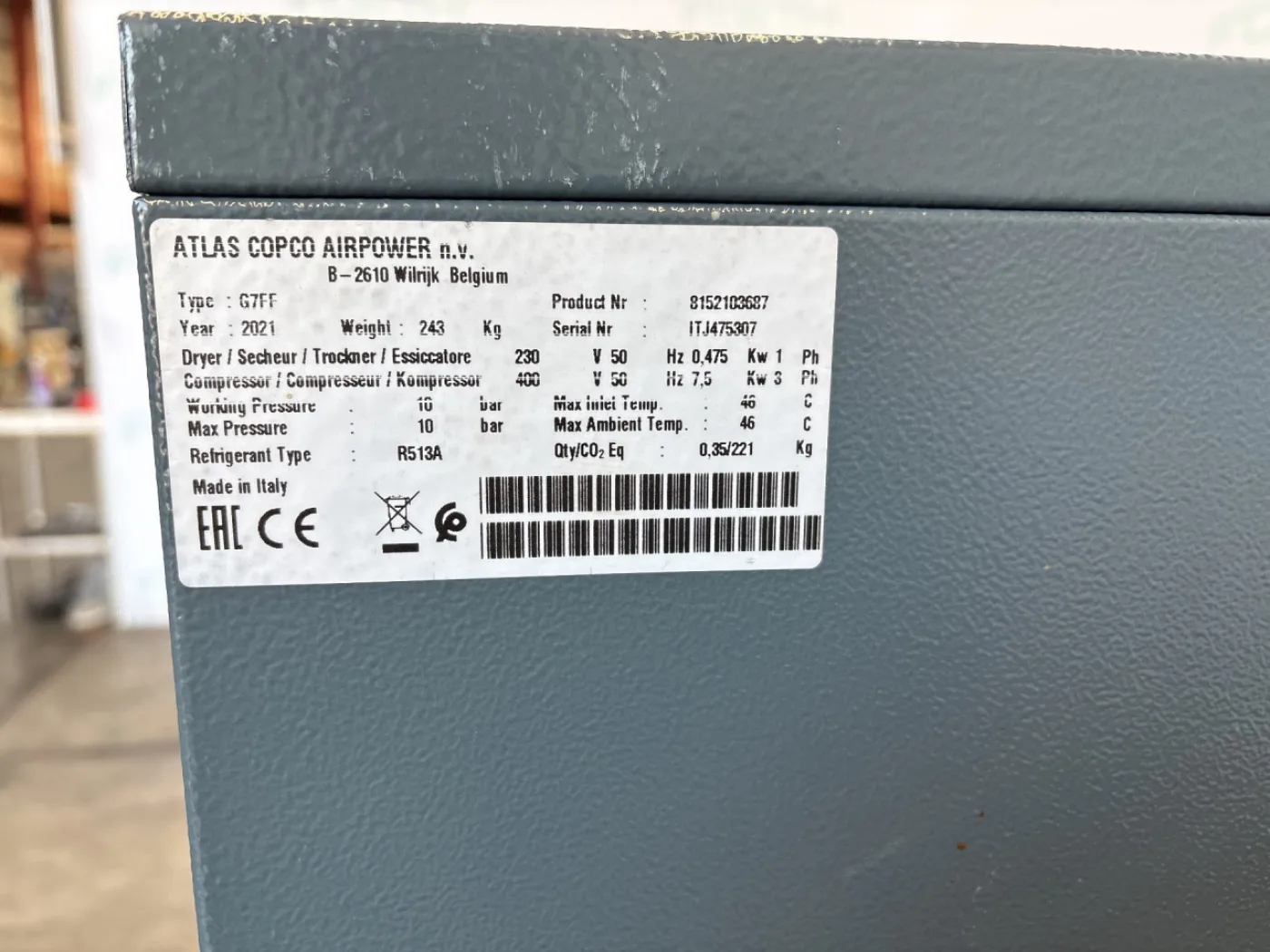 Atlas Copco G7 FF — Screw Compressor - Blower - 8