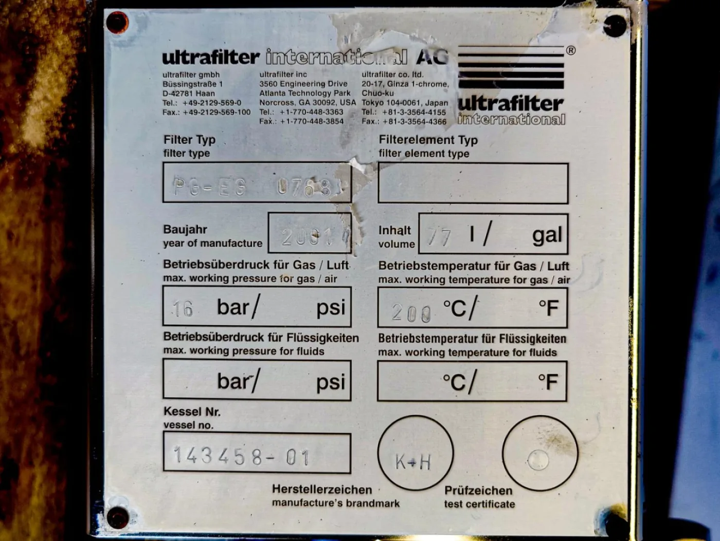 Ultrafilter Gas filter PG-EG 0768 - Candle filter - 5