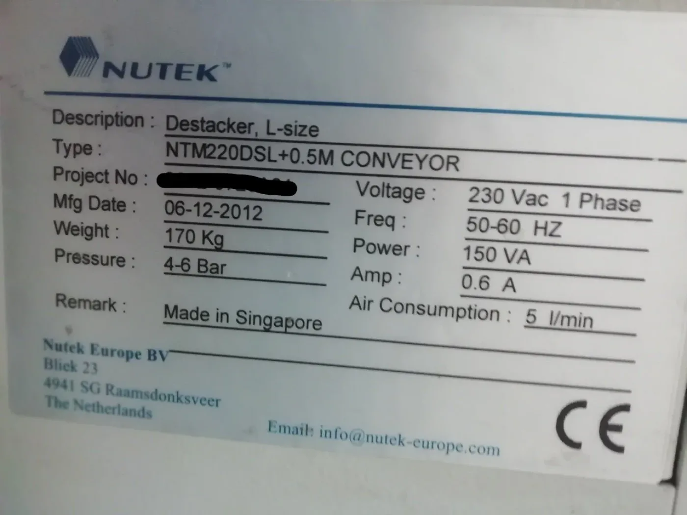 NUTEK NTM220DSL plus a 0.5 CONVEYOR, vintage 2012 - 5