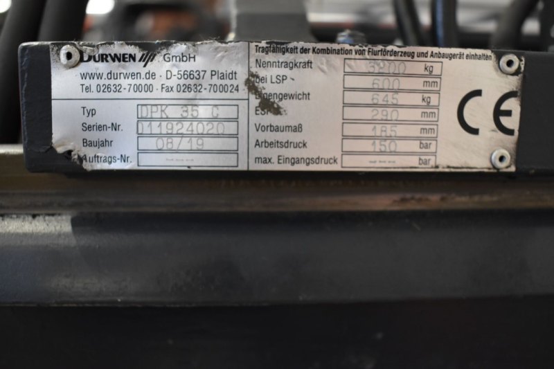 Doppelpalettenklammer Durwen DPK 35 C, Breite 1200 mm (2019)