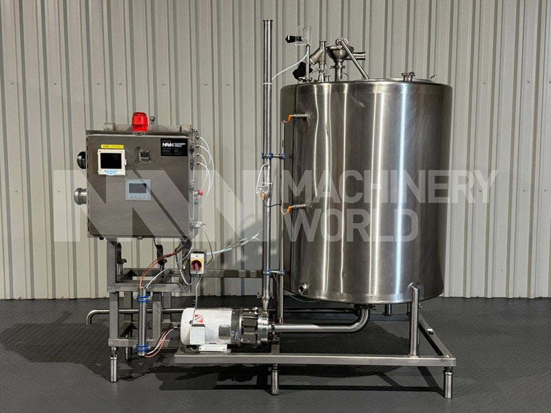 750 Litre Single CIP Cold Wash Tank with 3HP Centrifugal Pump mounted on Skid