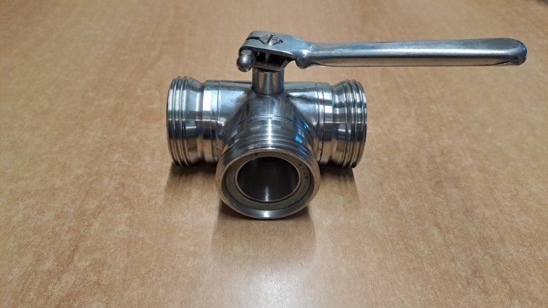 THREE-WAY STAINLESS STEEL BALL VALVE, SECOND HAND EQUIPMENT